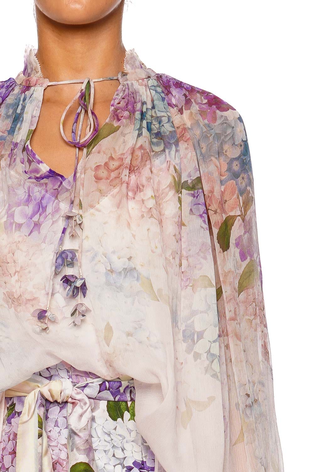 Flower Embroidery 2-Way Chiffon Blouse – axes femme from JAPAN