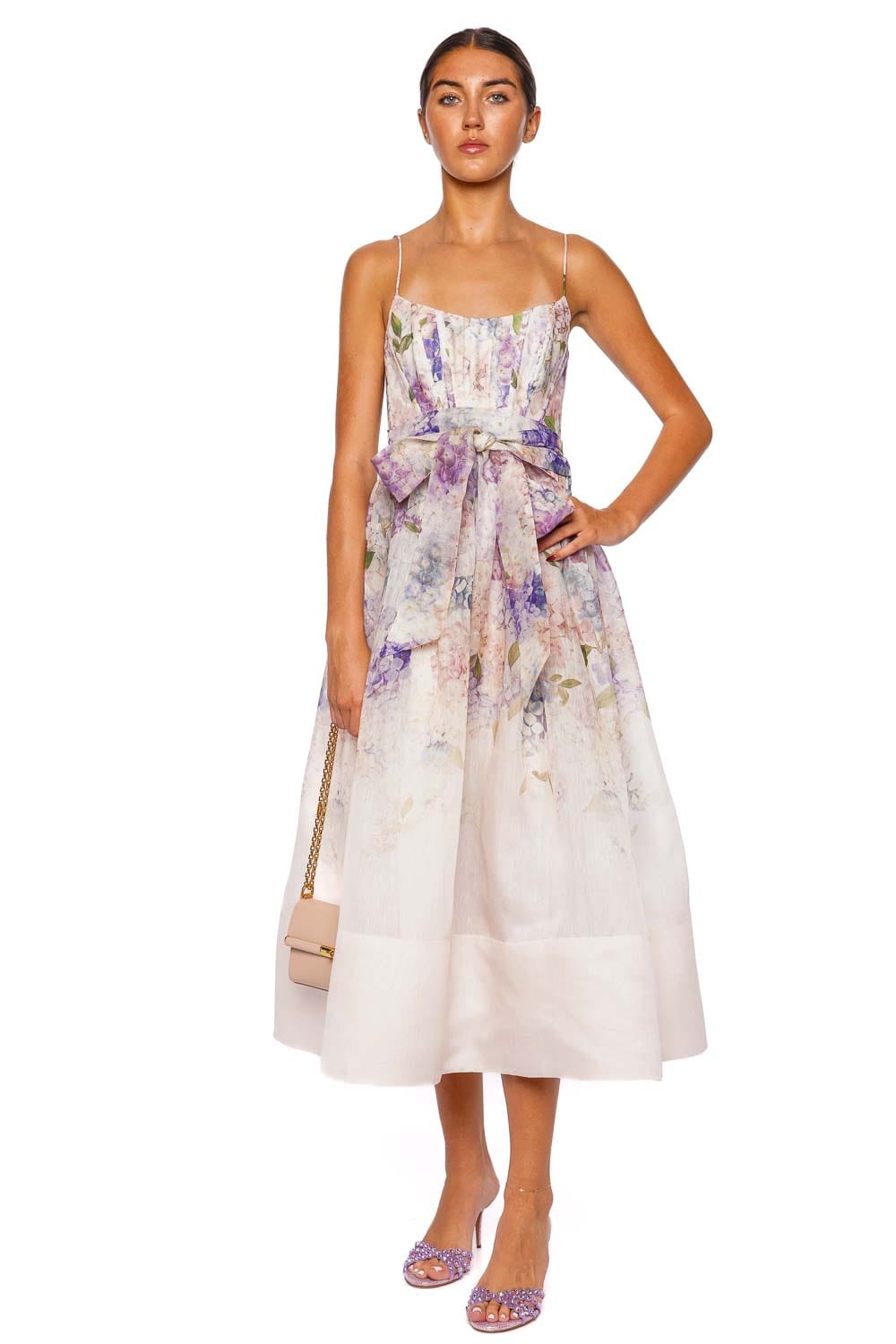 ZIMMERMANN Dawning Hydrangea Corset Midi Dress