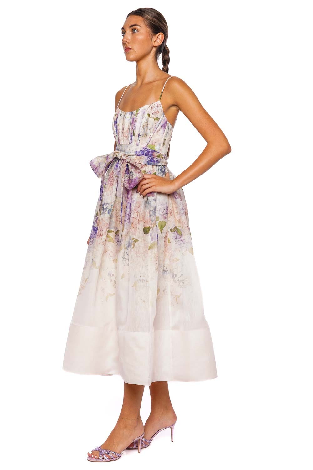 ZIMMERMANN Dawning Hydrangea Corset Midi Dress