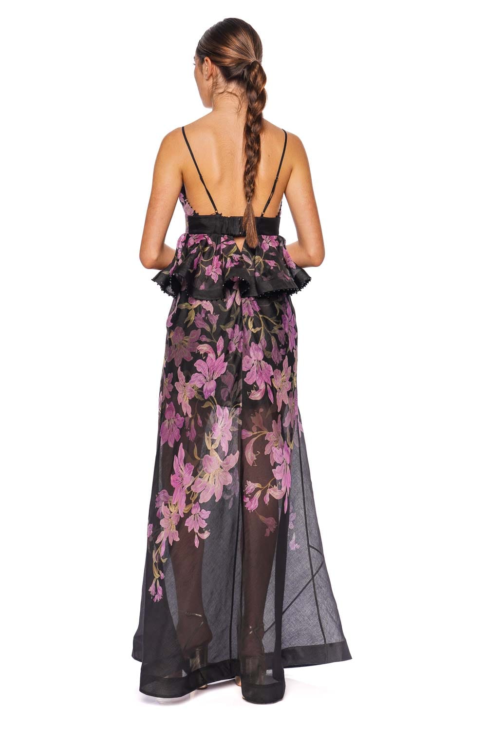 ZIMMERMANN Dawning Black Lily Ruffle Slip Gown