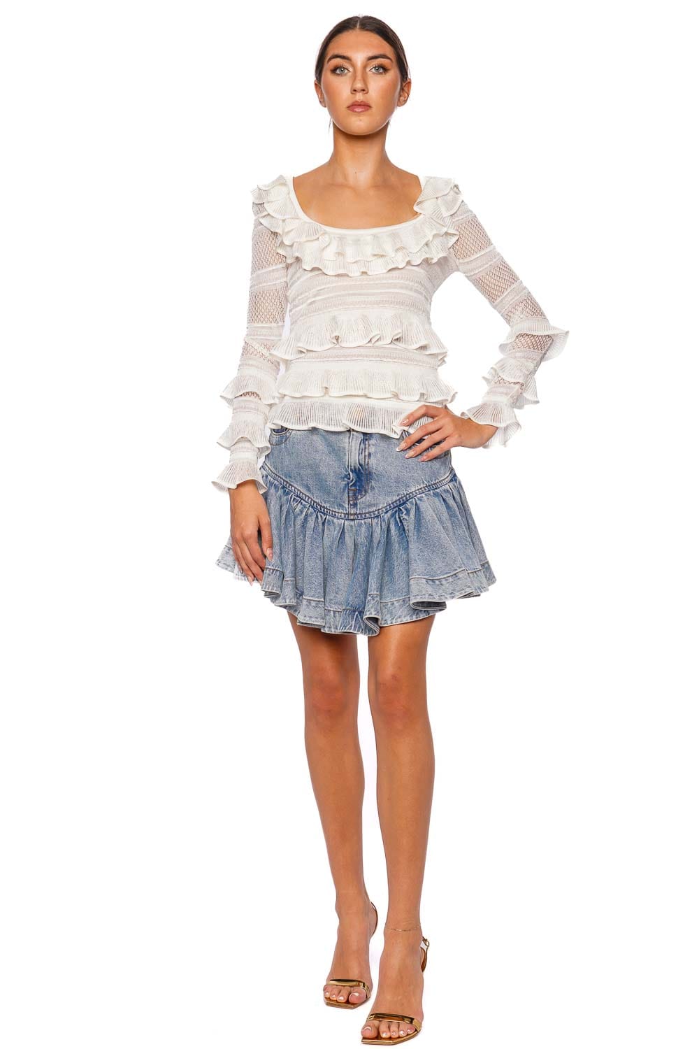 ZIMMERMANN Illuminate Ivory Lace Frill Top