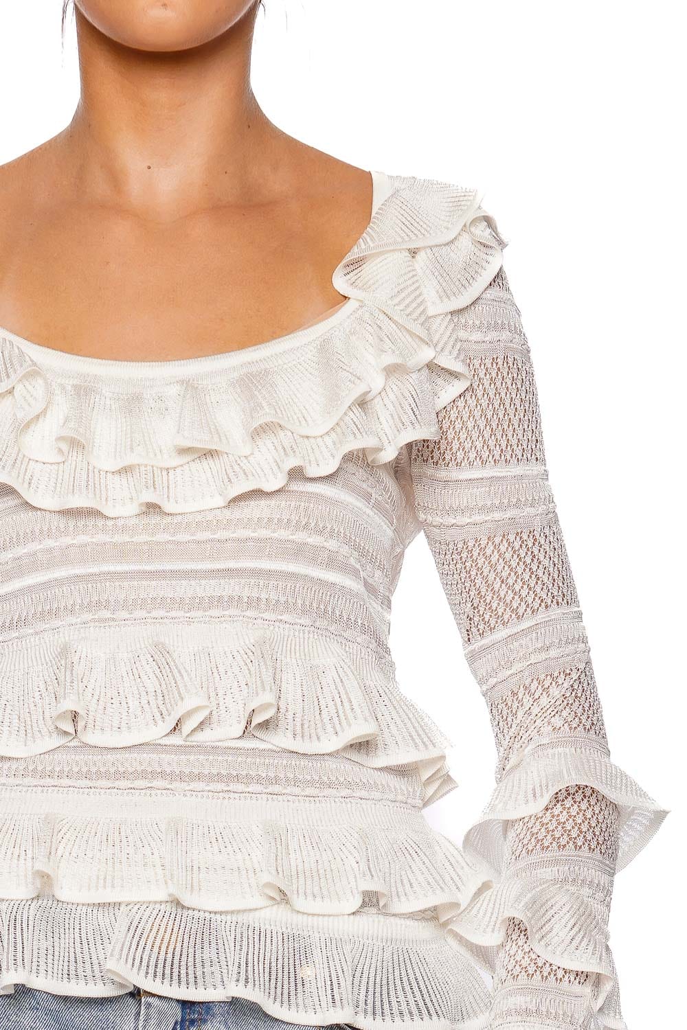 ZIMMERMANN Illuminate Ivory Lace Frill Top