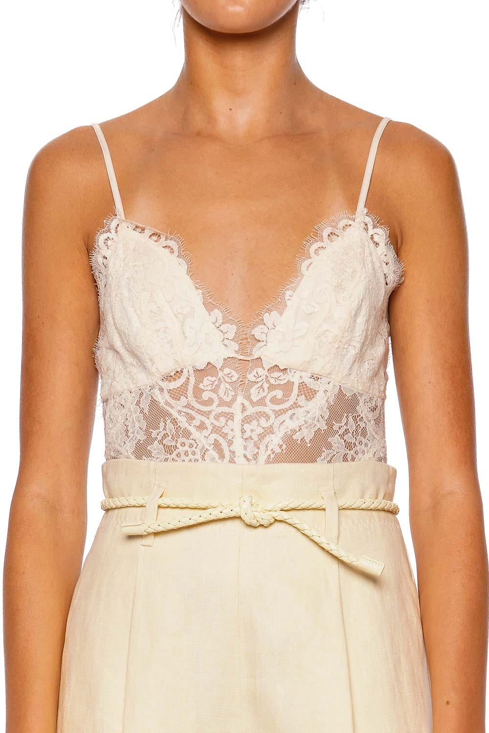 ZIMMERMANN Cream Lace Teddy Bodysuit