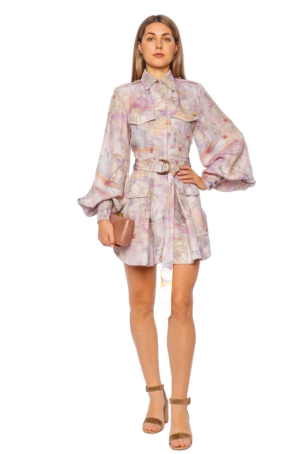 ZIMMERMANN Dawning Cargo Belted Mini Dress