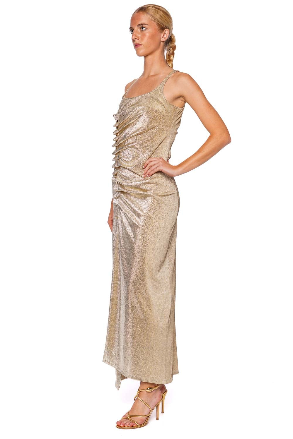 Rabanne Metallic Buttoned Lurex Maxi Dress