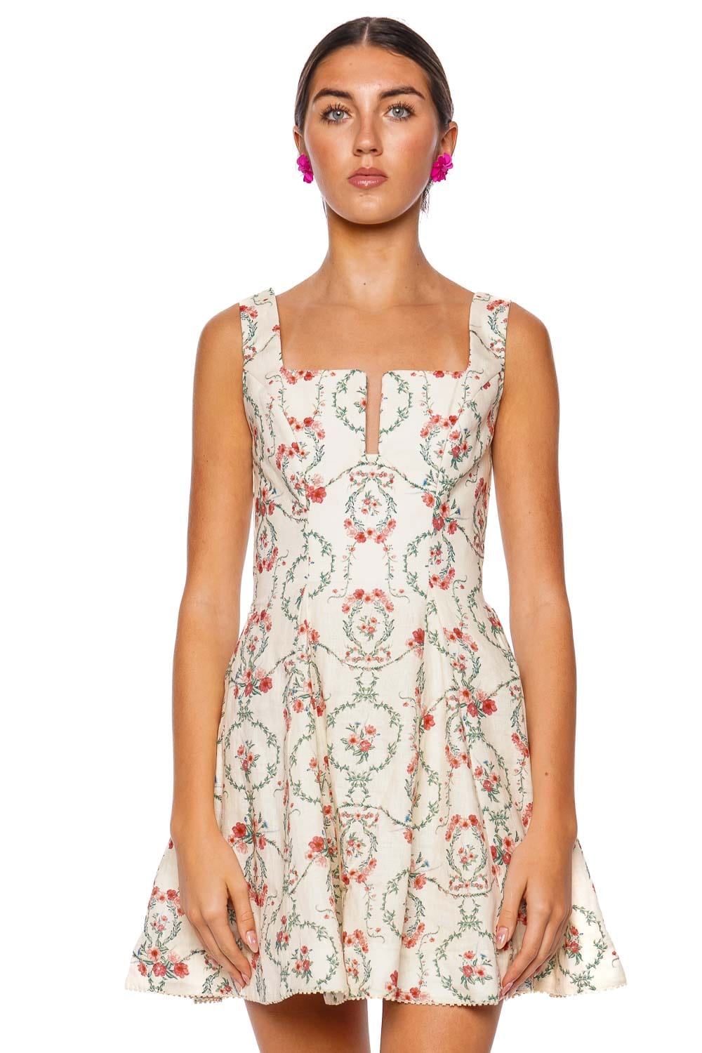 AGUA by Agua Bendita Agua Mosqueta Embroidered Linen Mini Dress