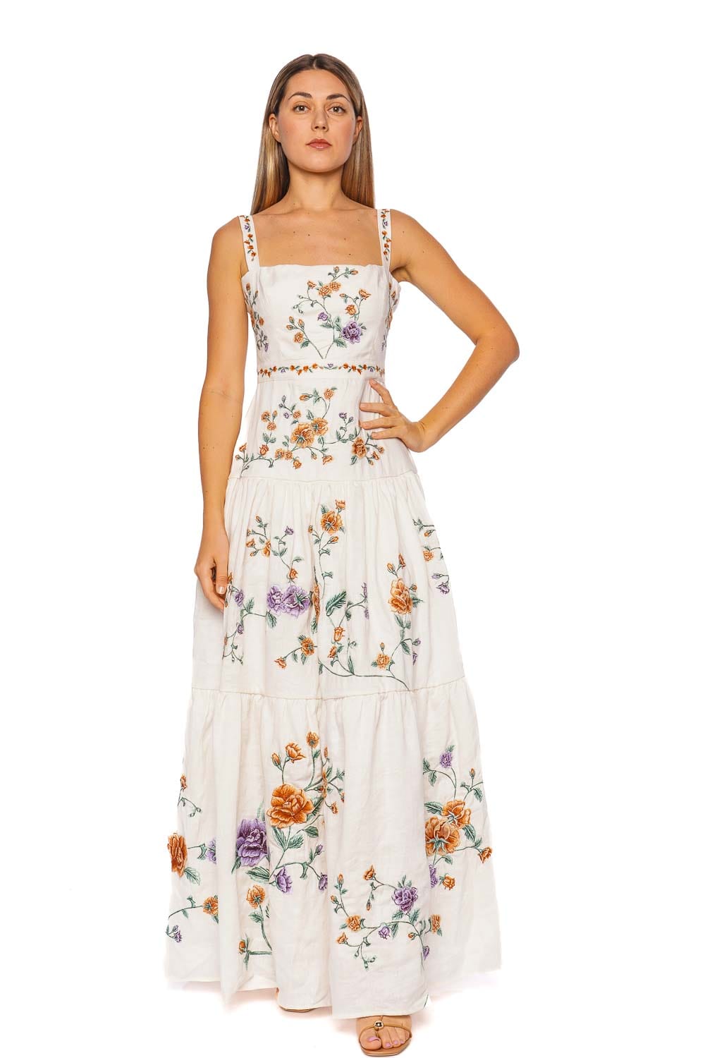 AGUA by Agua Bendita Lima Chinesis Embroidered Maxi Dress