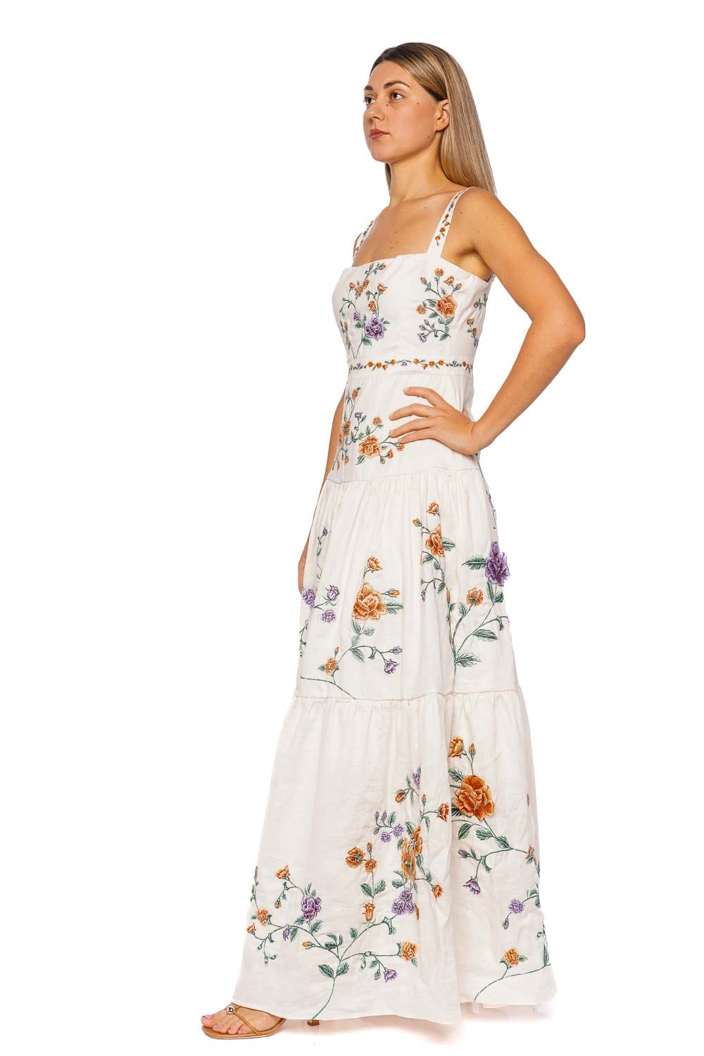 AGUA by Agua Bendita Lima Chinesis Embroidered Maxi Dress