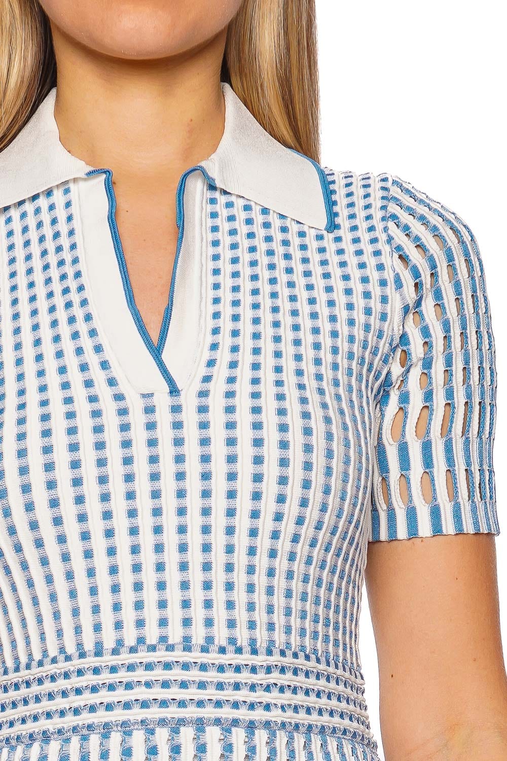 SIMKHAI Tovi Gingham Knit Polo Mini Dress