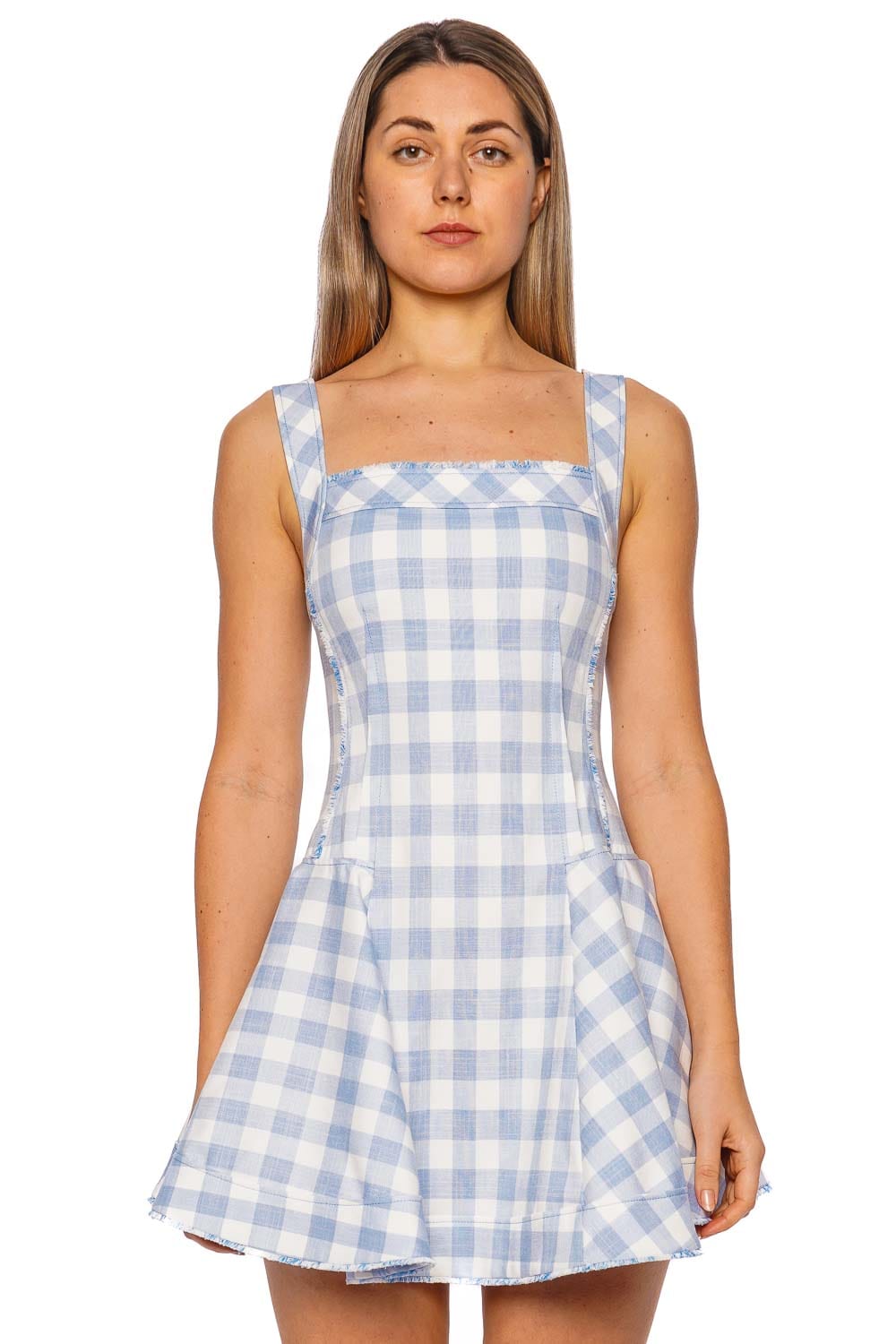 SIMKHAI Hannalie Gingham Sleeveless Mini Dress