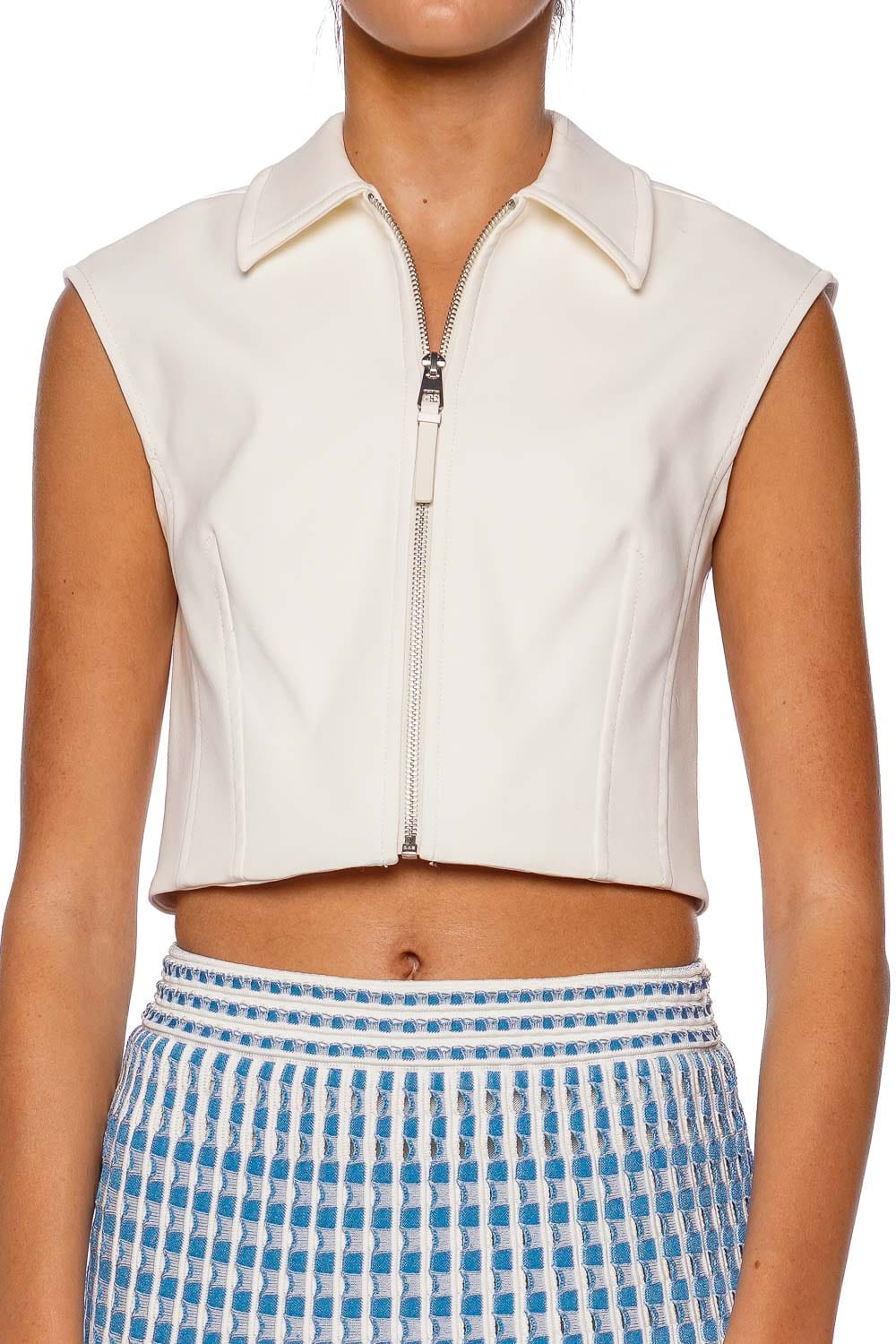 SIMKHAI Alix Ivory Zip Up Top