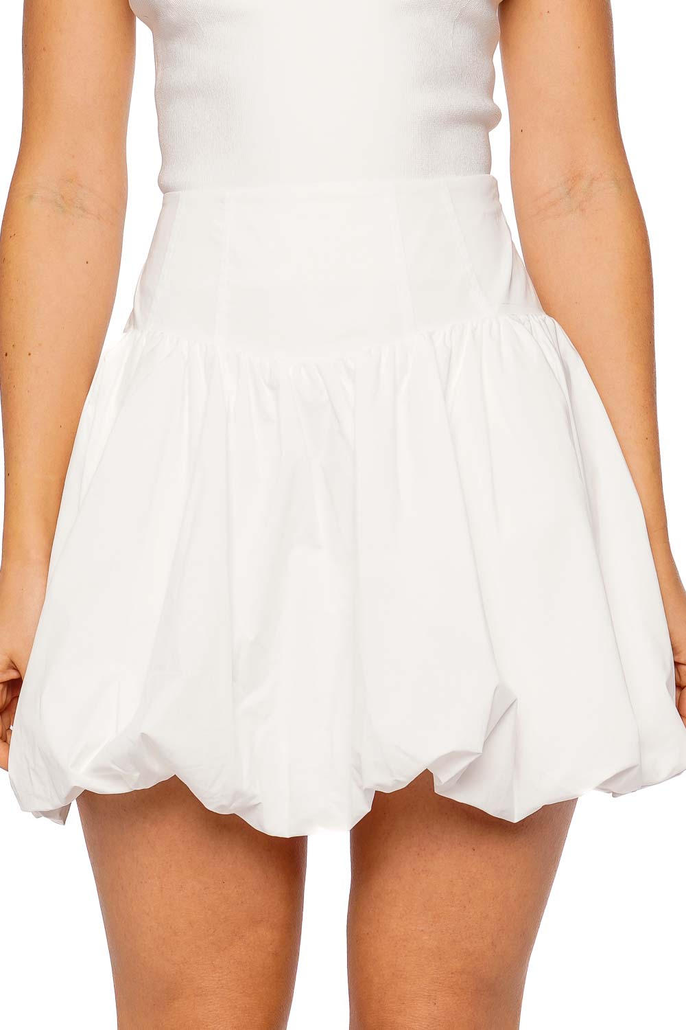 SIMKHAI Pippa White Bubble Mini Skirt