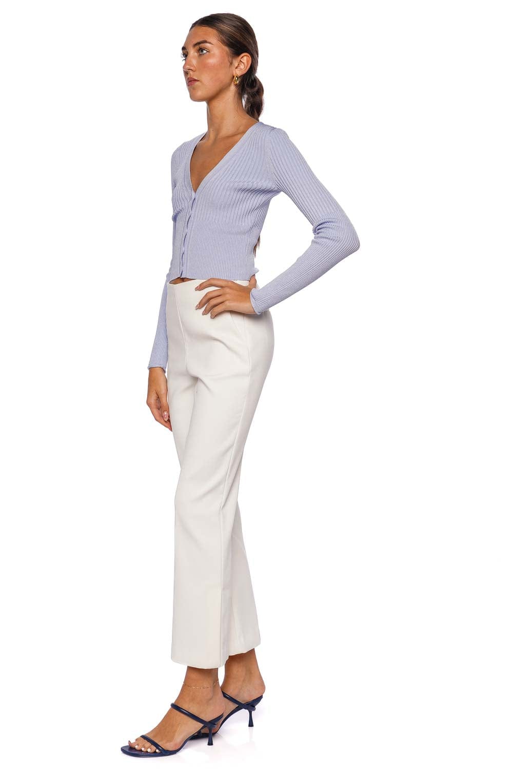 Ailany Periwinkle Ribbed Knit Cardigan