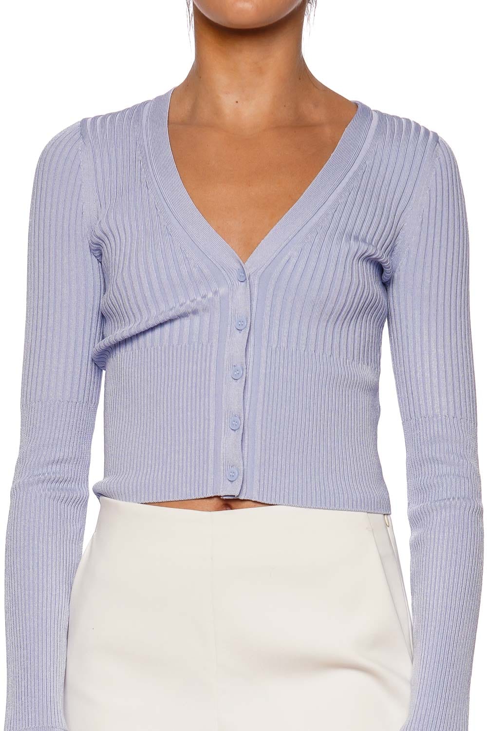 SIMKHAI Ailany Periwinkle Ribbed Knit Cardigan