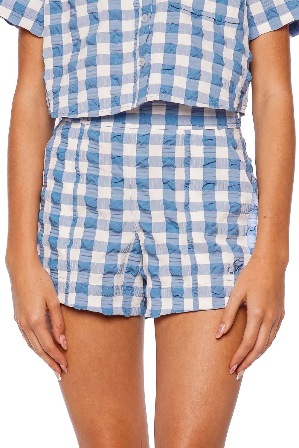 SIMKHAI Dax Blue Gingham Relaxed Short