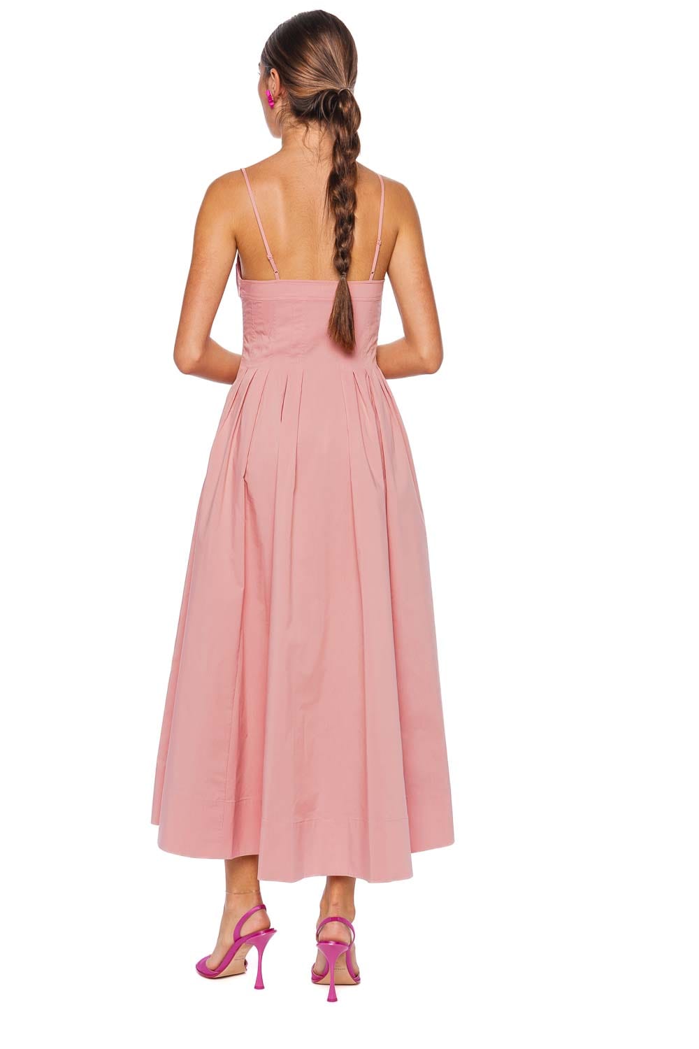 SIMKHAI Kittiy Dusty Rose Bustier Midi Dress