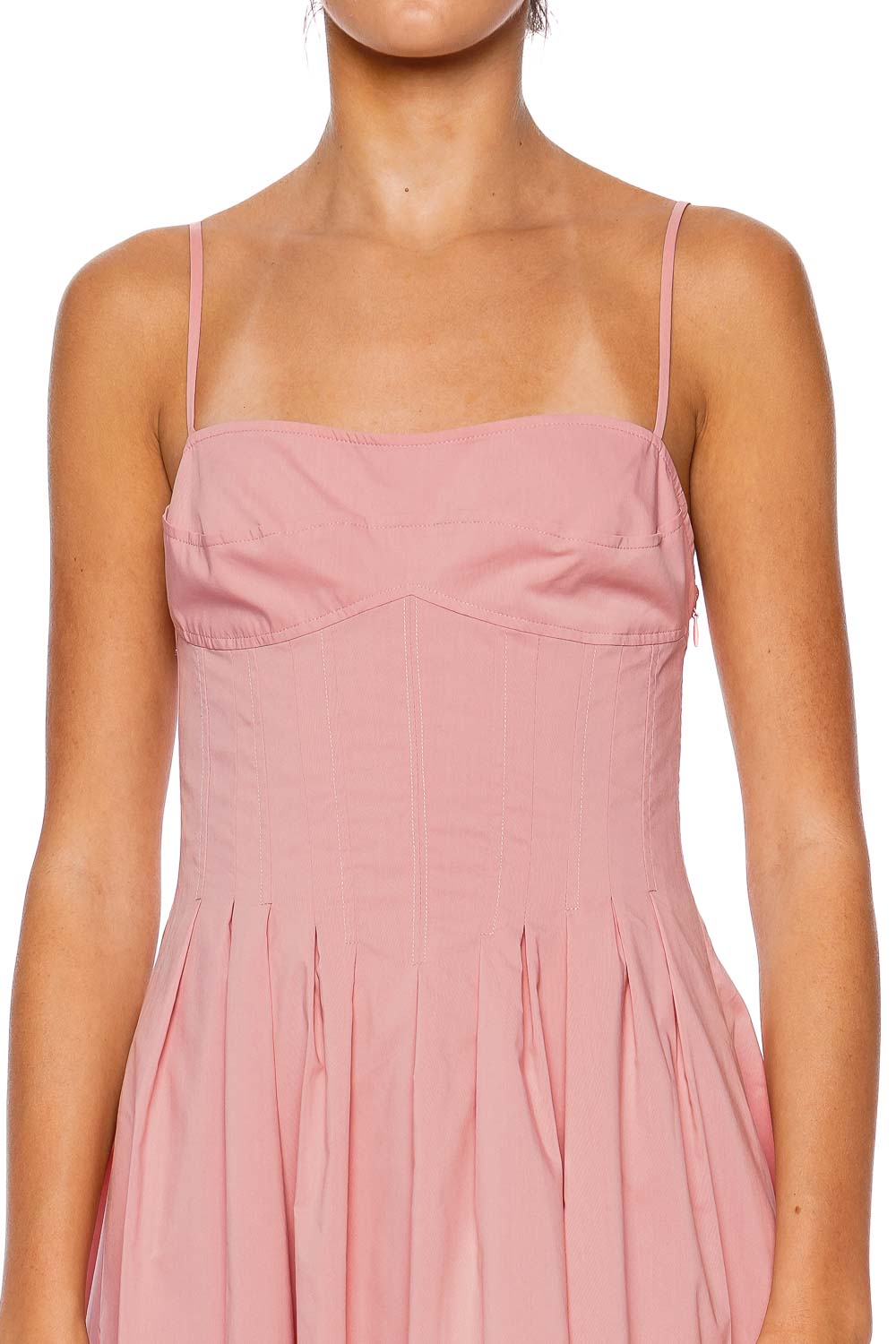 SIMKHAI Kittiy Dusty Rose Bustier Midi Dress