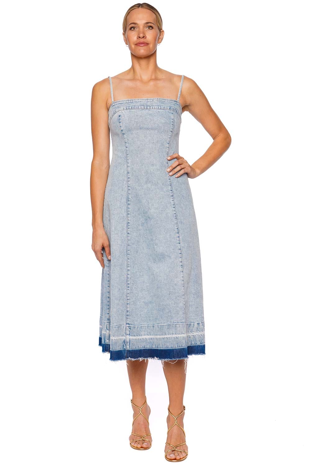 SIMKHAI Clarissa Del Mar Denim Midi Dress