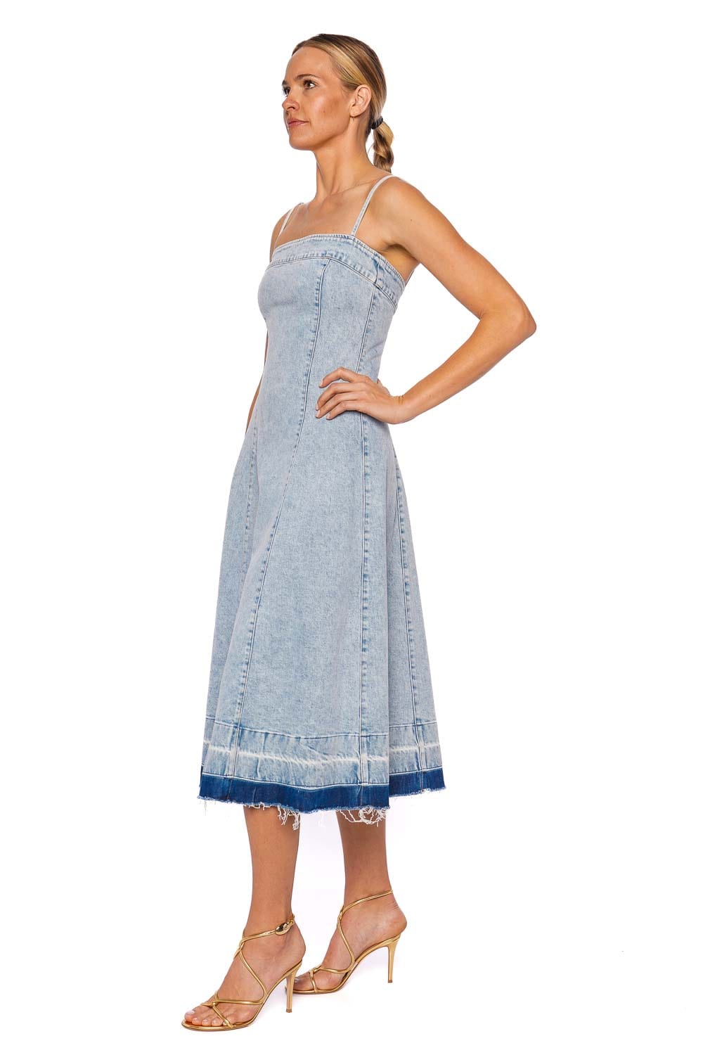 SIMKHAI Clarissa Del Mar Denim Midi Dress