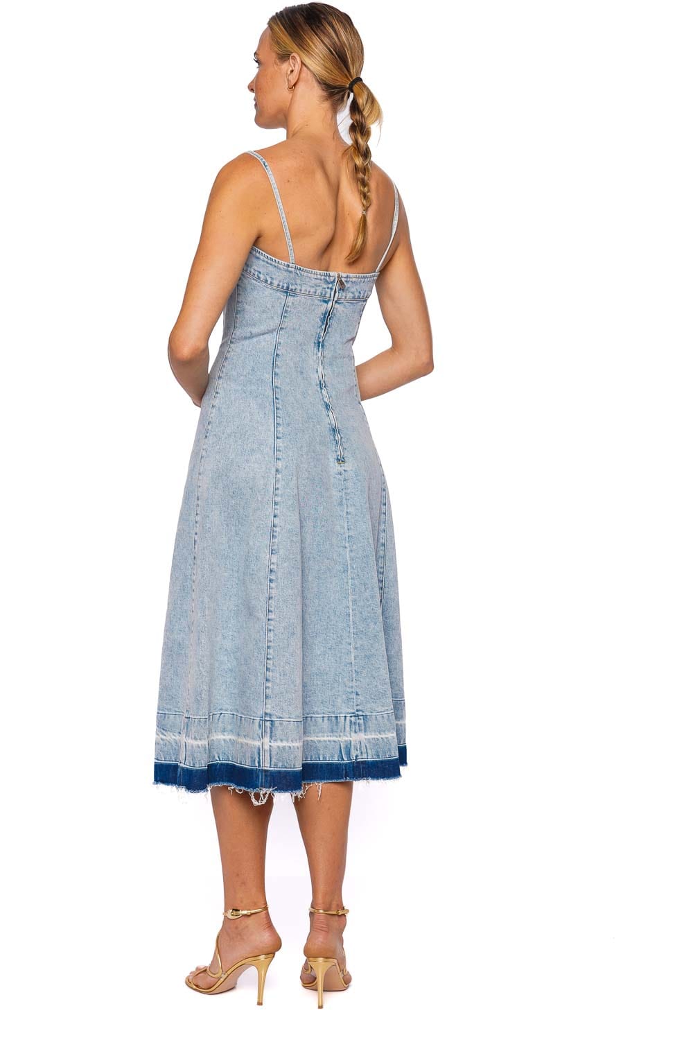 SIMKHAI Clarissa Del Mar Denim Midi Dress