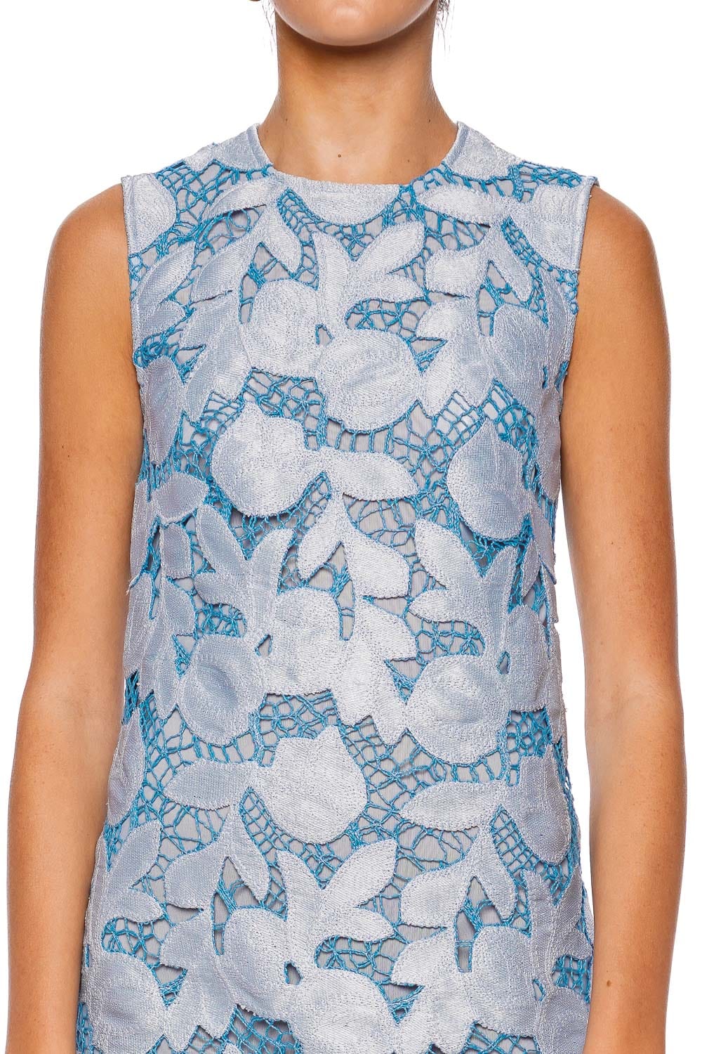 SIMKHAI Mickie Periwinkle Sleeveless Embroidered Mini Dress