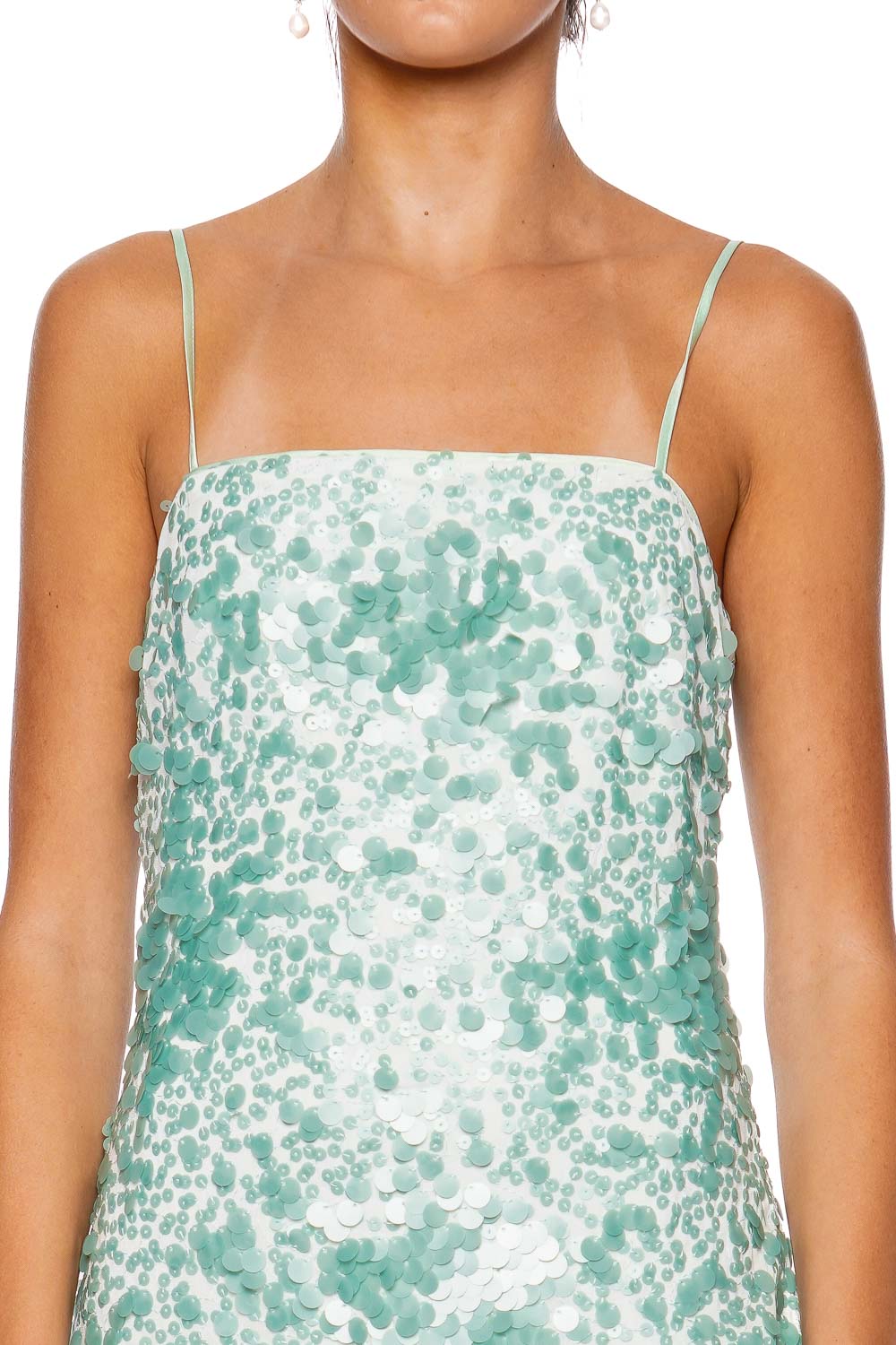 SIMKHAI Lollie Seafoam Embellished Mini Dress