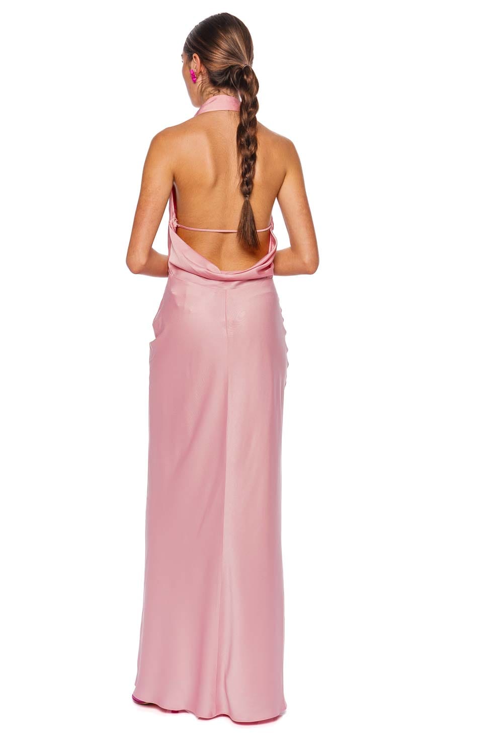 SIMKHAI Reannon Draped Satin Halter Gown