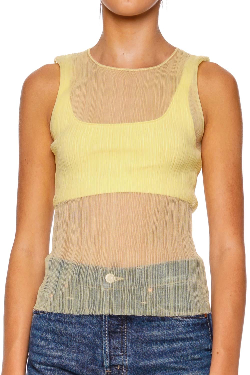 SIMKHAI Oakley Buttercream Pleated Bralette Tank