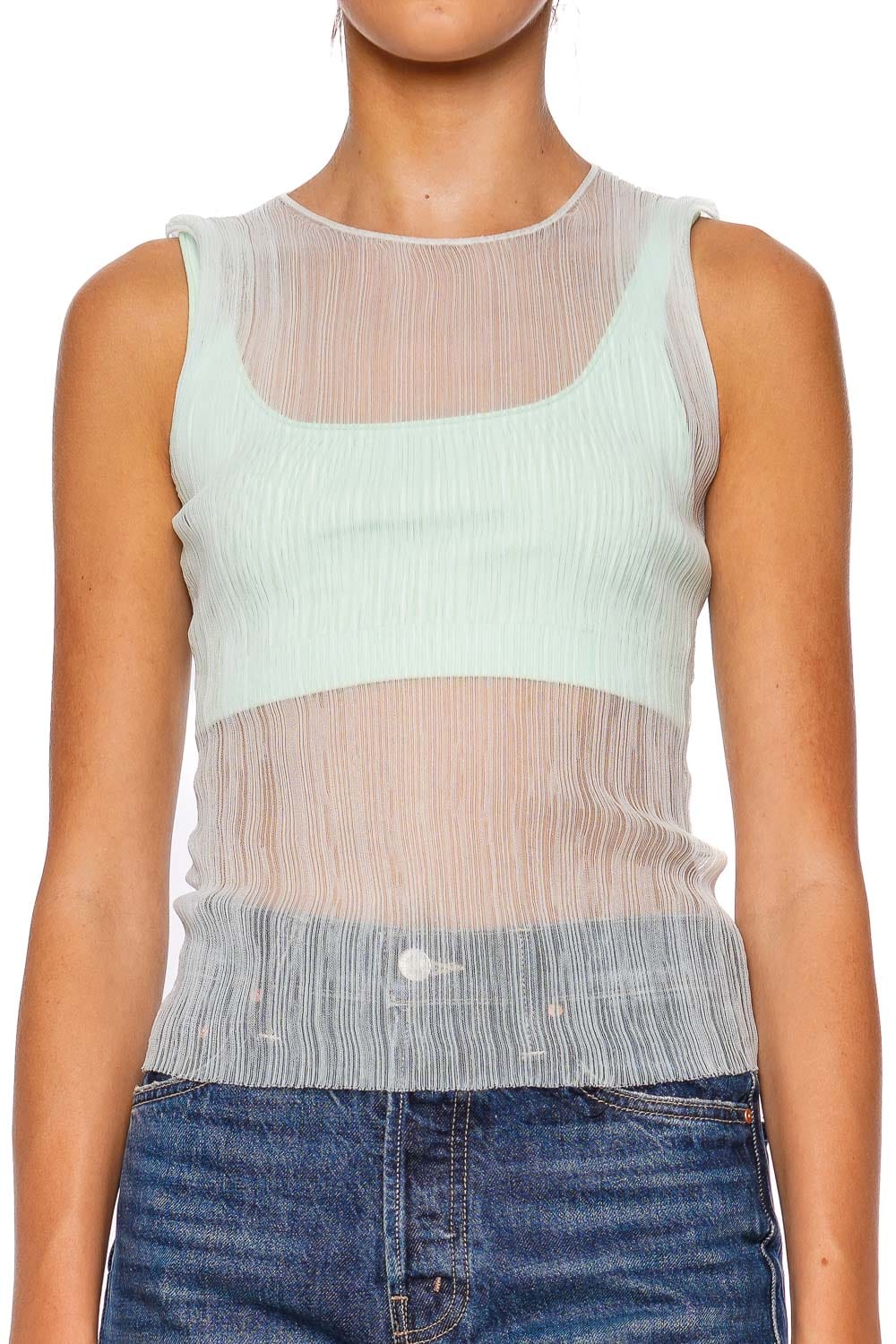 SIMKHAI Oakley Seafoam Pleated Bralette Tank