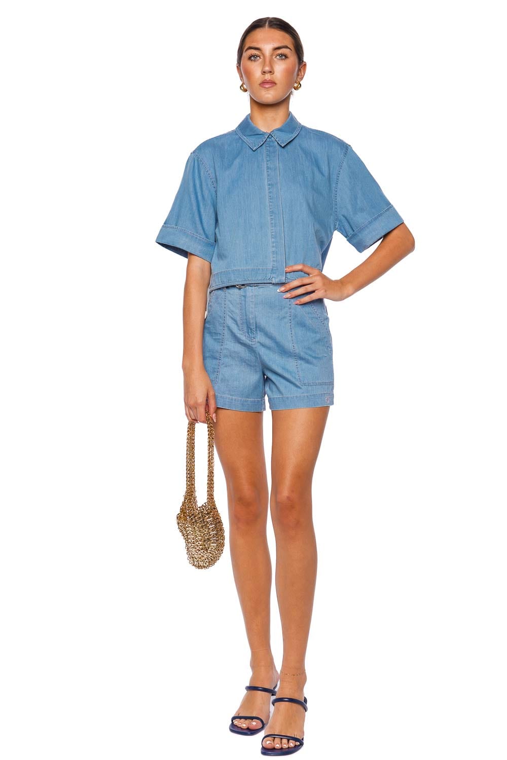 SIMKHAI Lourie Cotton Twill Belted Short