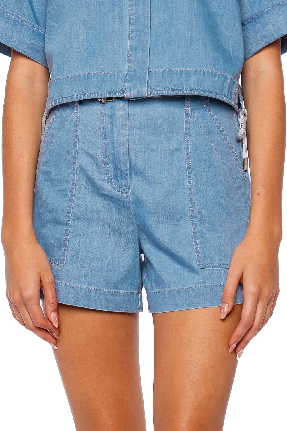 SIMKHAI Lourie Cotton Twill Belted Short