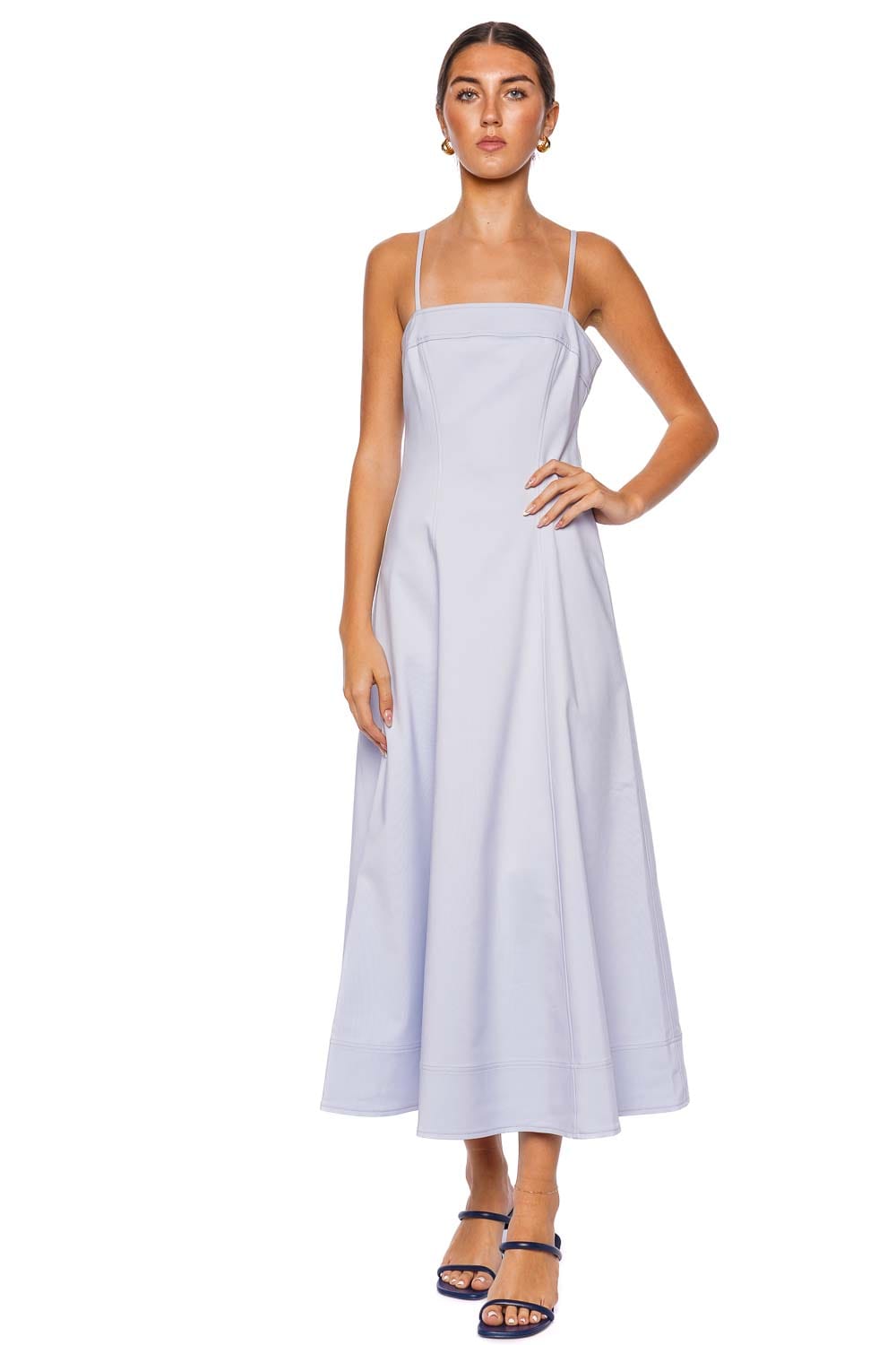 SIMKHAI Marisol Periwinkle Cotton Midi Dress