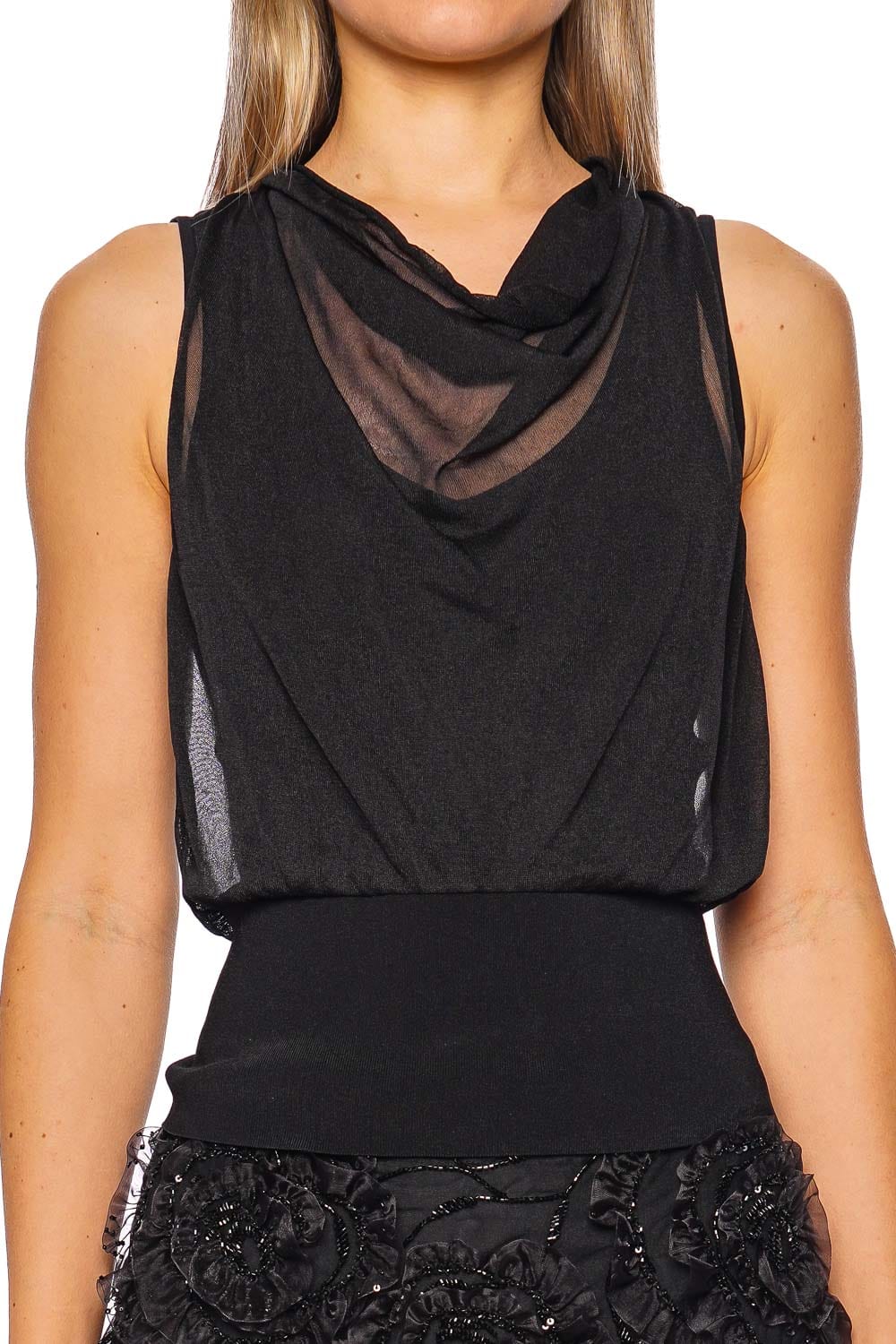 SIMKHAI Carmina Black Cowl Knit Tank