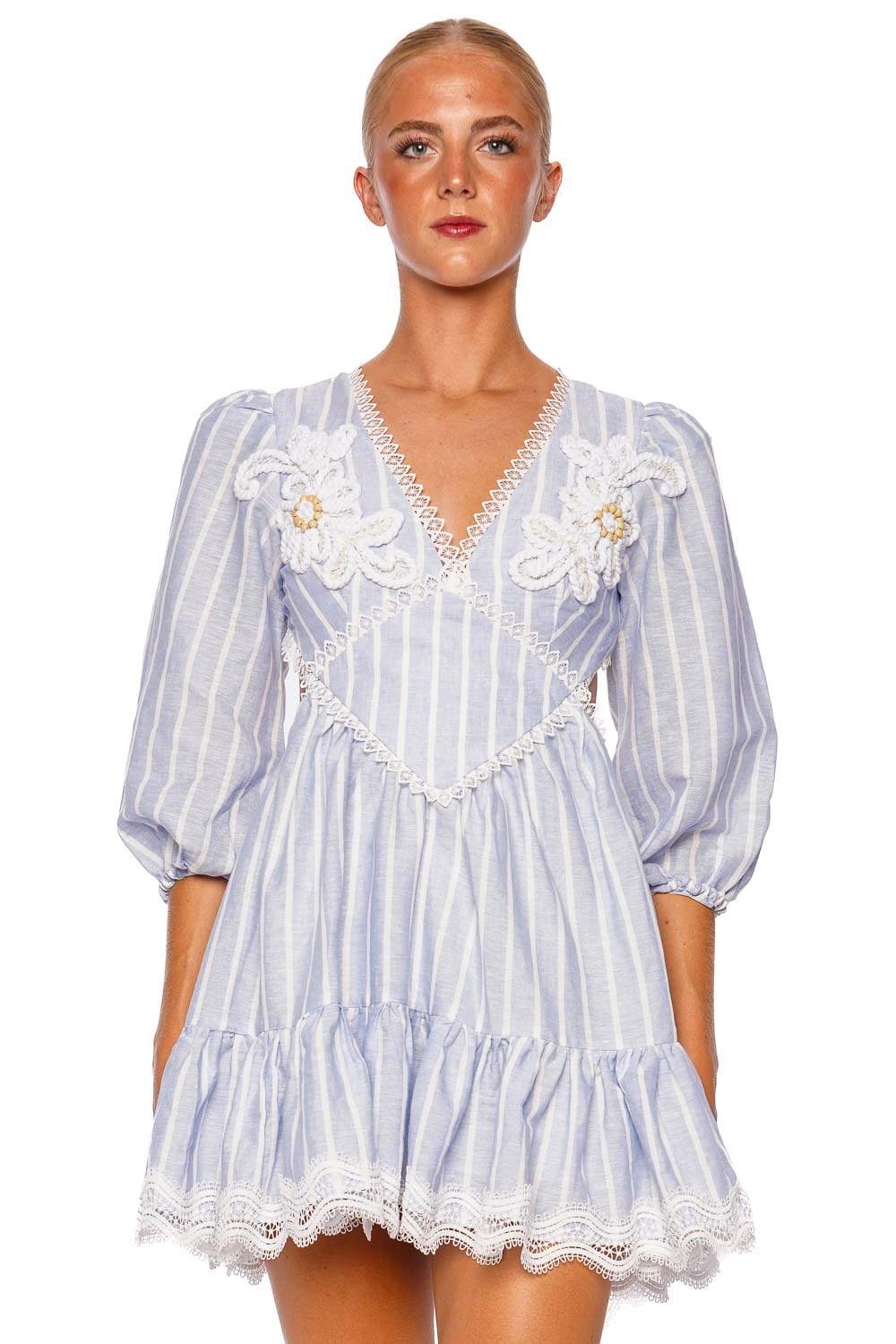 PatBO Marine Floral Linen Mini Dress