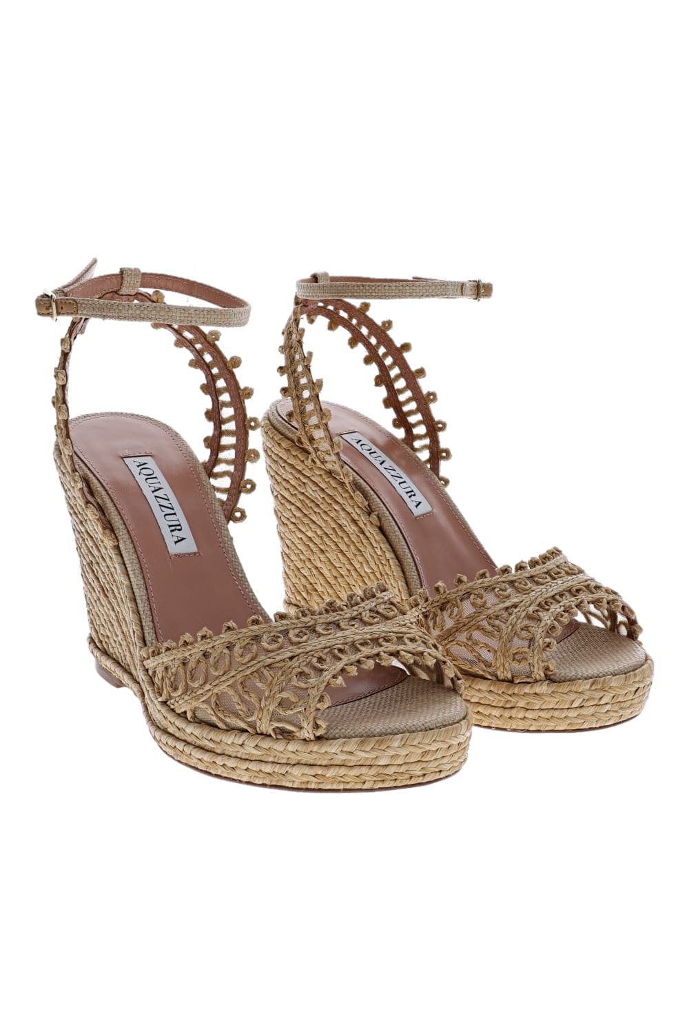 AQUAZZURA Kahlo Sand Raffia Espadrille Wedge