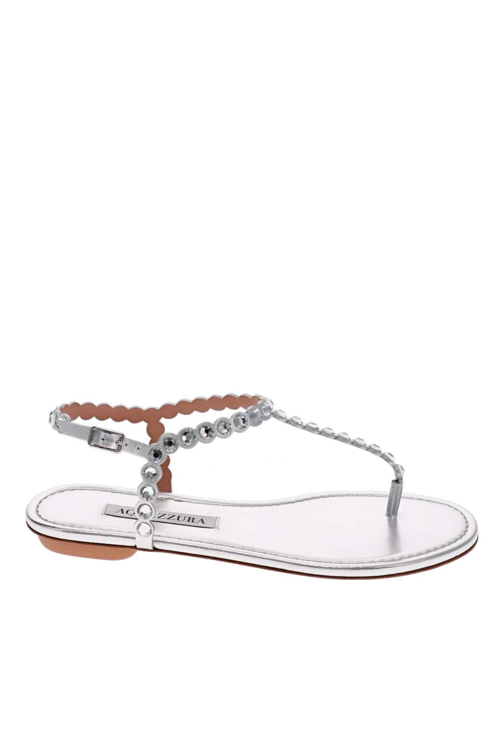 AQUAZZURA Tequila Silver Crystal Leather Sandal