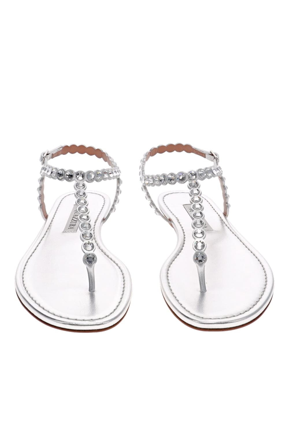 AQUAZZURA Tequila Silver Crystal Leather Sandal