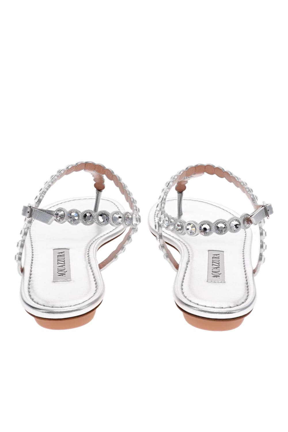 AQUAZZURA Tequila Silver Crystal Leather Sandal