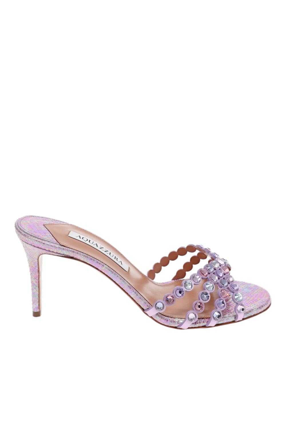 AQUAZZURA Tequila Pink Crystal Leather Mule