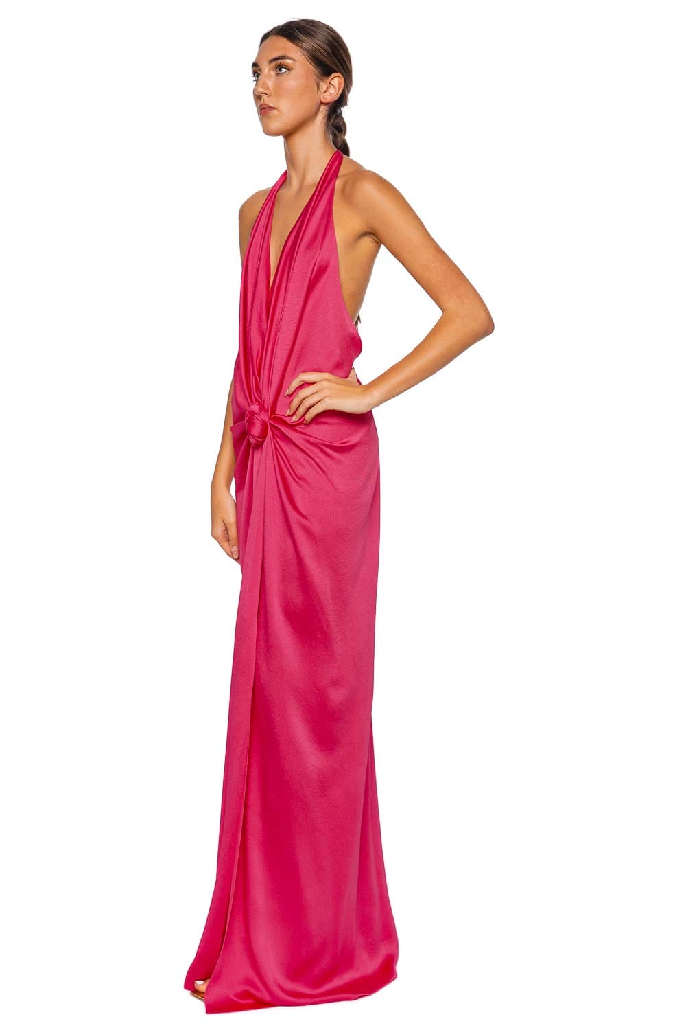 Silvia Tcherassi Torgiano Peony Satin Halter Maxi Dress