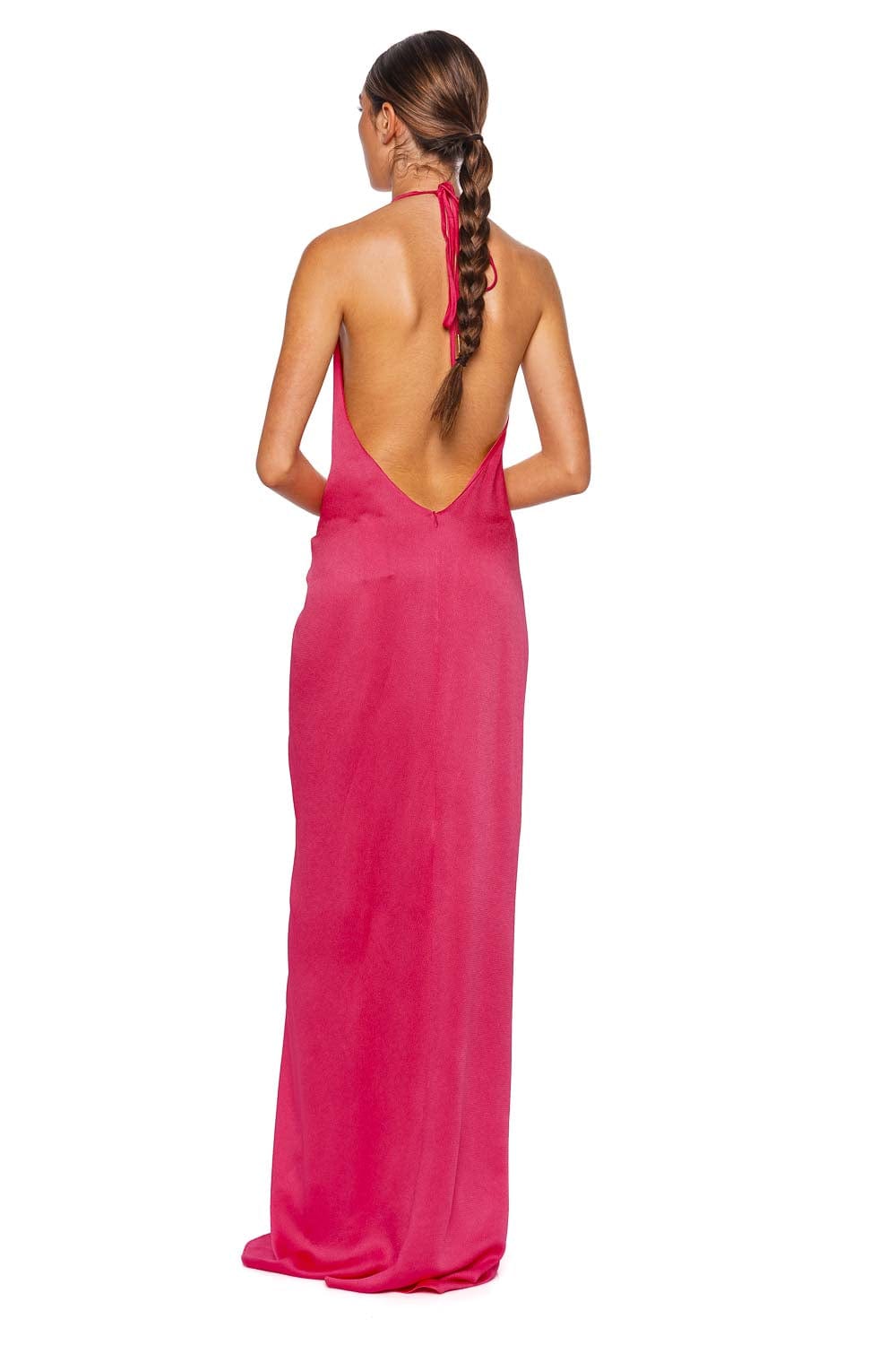 Silvia Tcherassi Torgiano Peony Satin Halter Maxi Dress