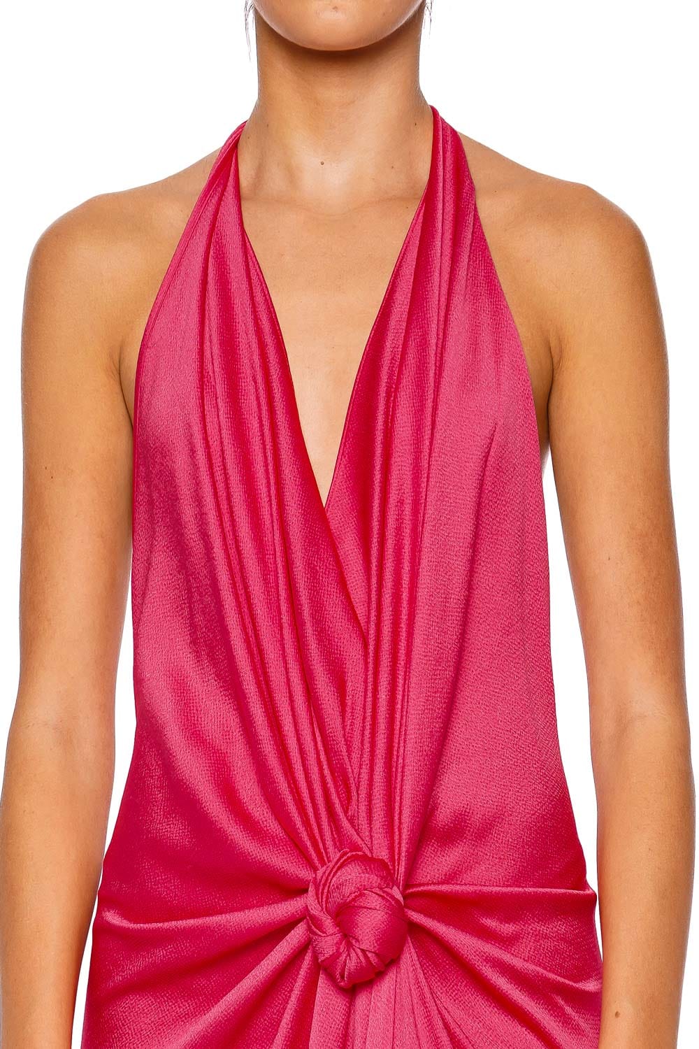 Silvia Tcherassi Torgiano Peony Satin Halter Maxi Dress