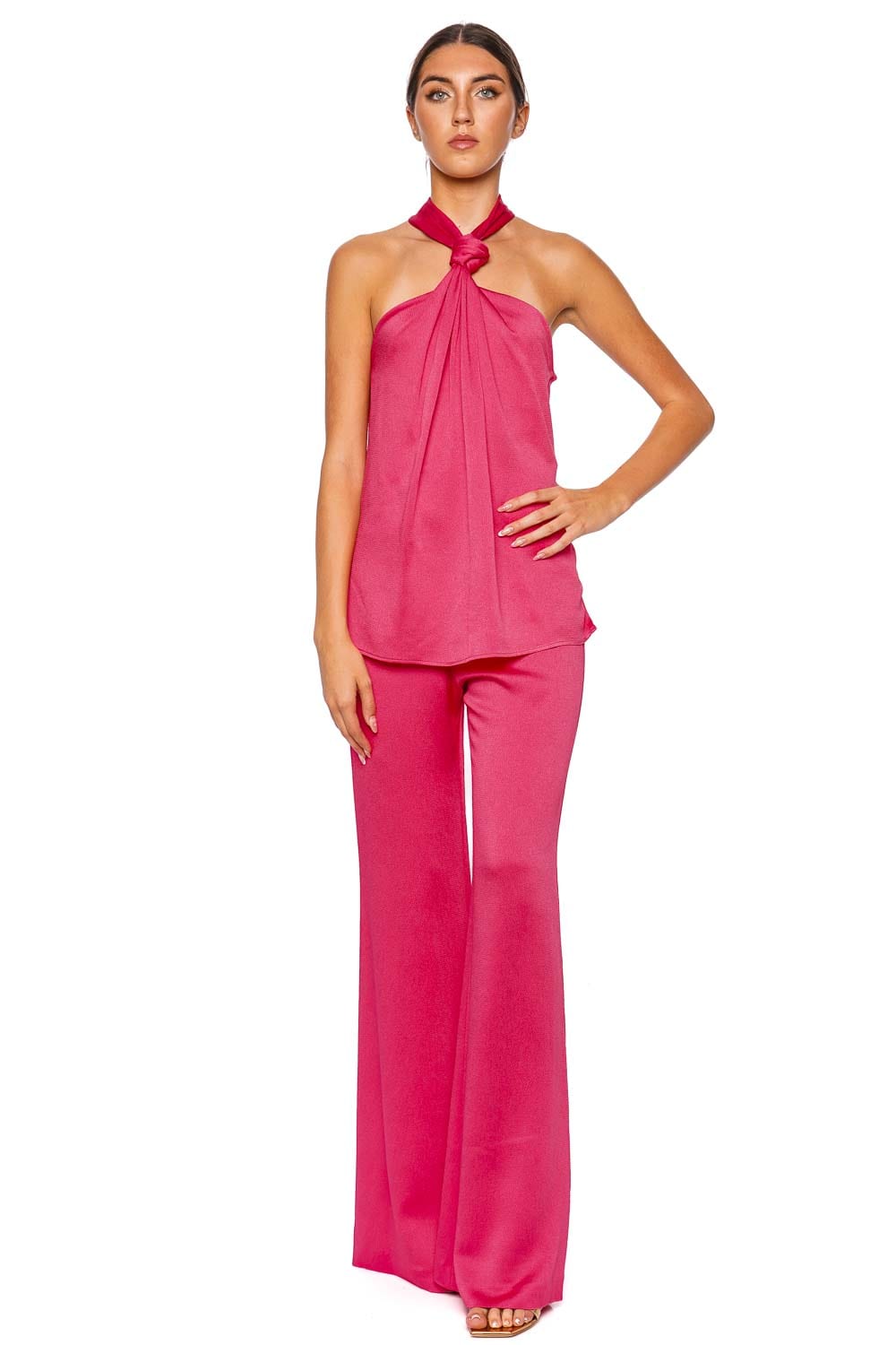 Silvia Tcherassi Palermo Peony Satin Wide Leg Pant