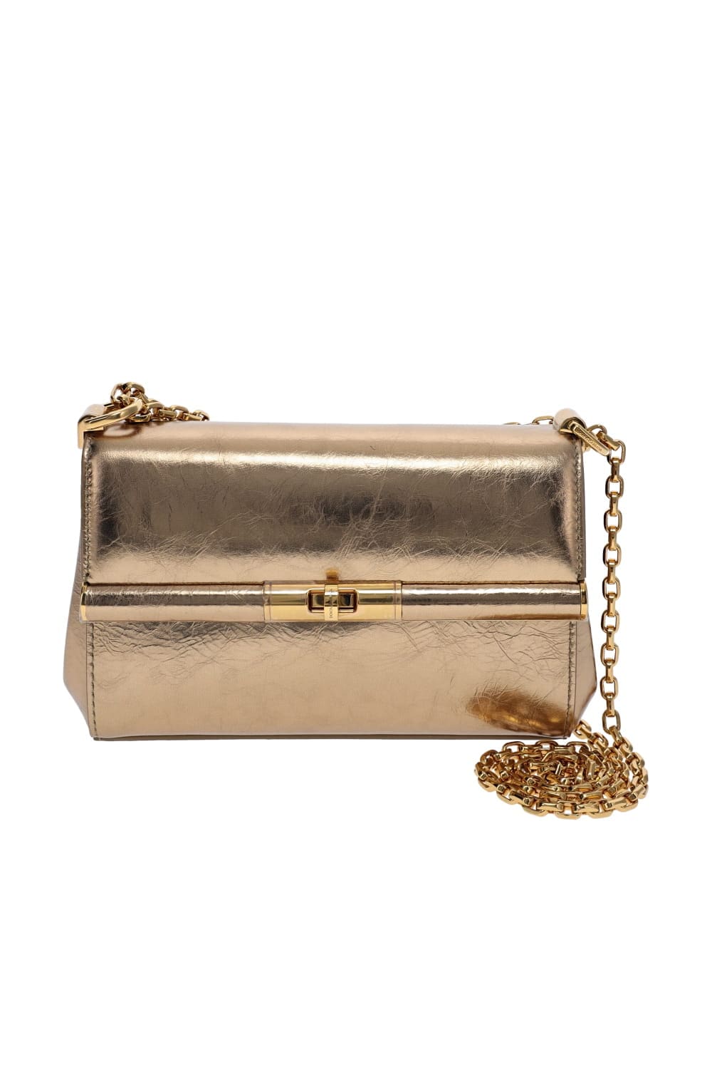 Dolce & Gabbana Marlene Gold Cracked Leather Bag