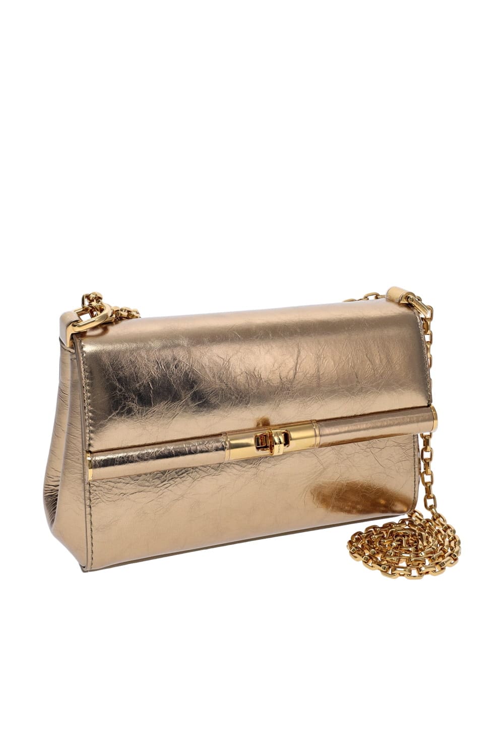 Dolce & Gabbana Marlene Gold Cracked Leather Bag