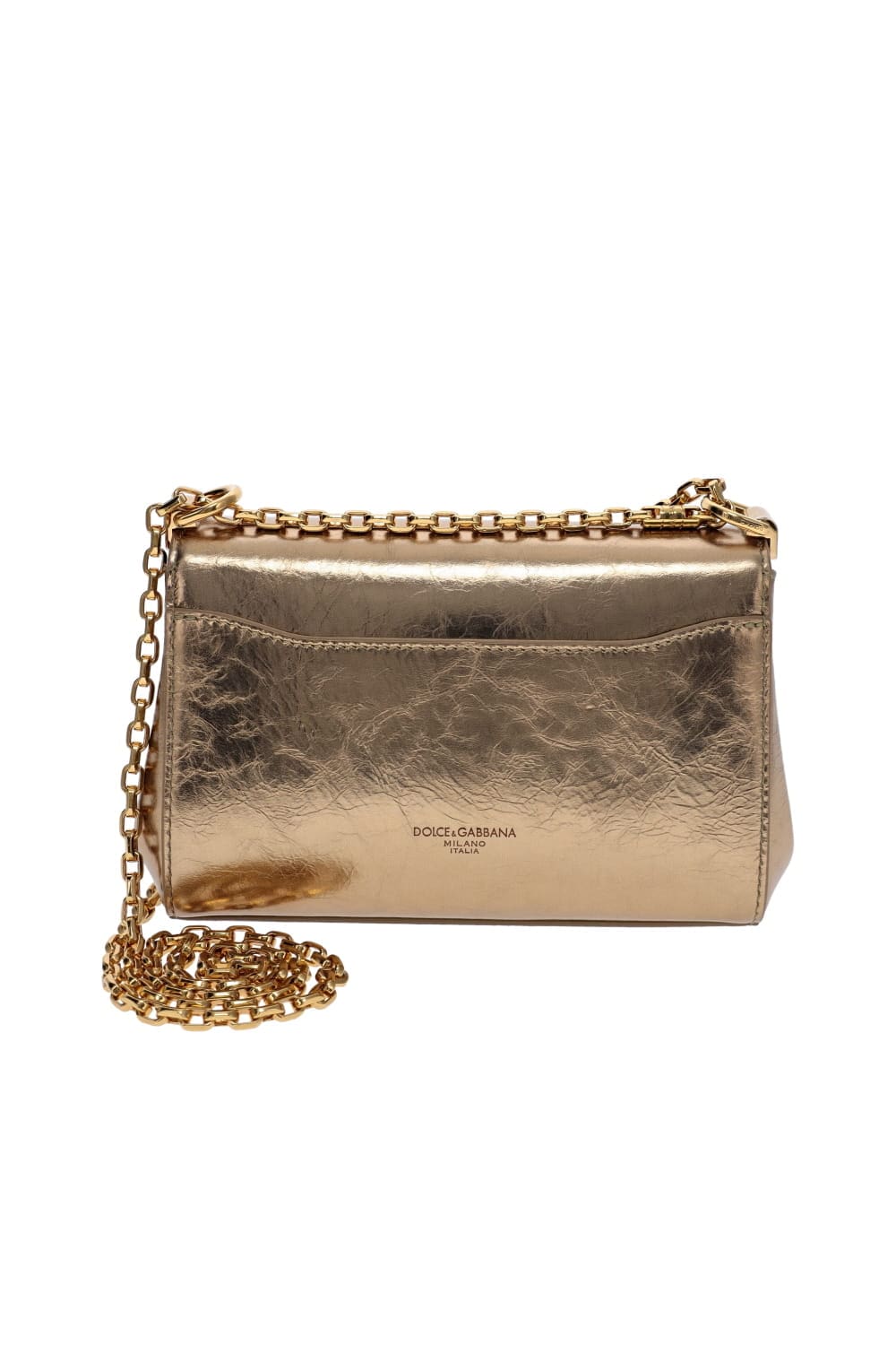 Dolce & Gabbana Marlene Gold Cracked Leather Bag