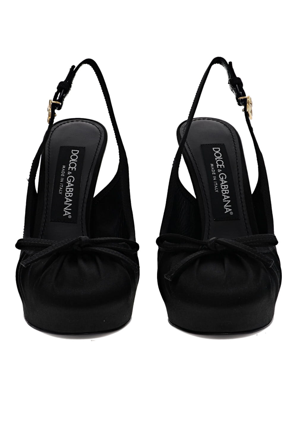 スリッポン DOLCE & GABBANA 'Vally' slingback Black Vally Bow Black Satin Slingback Heel