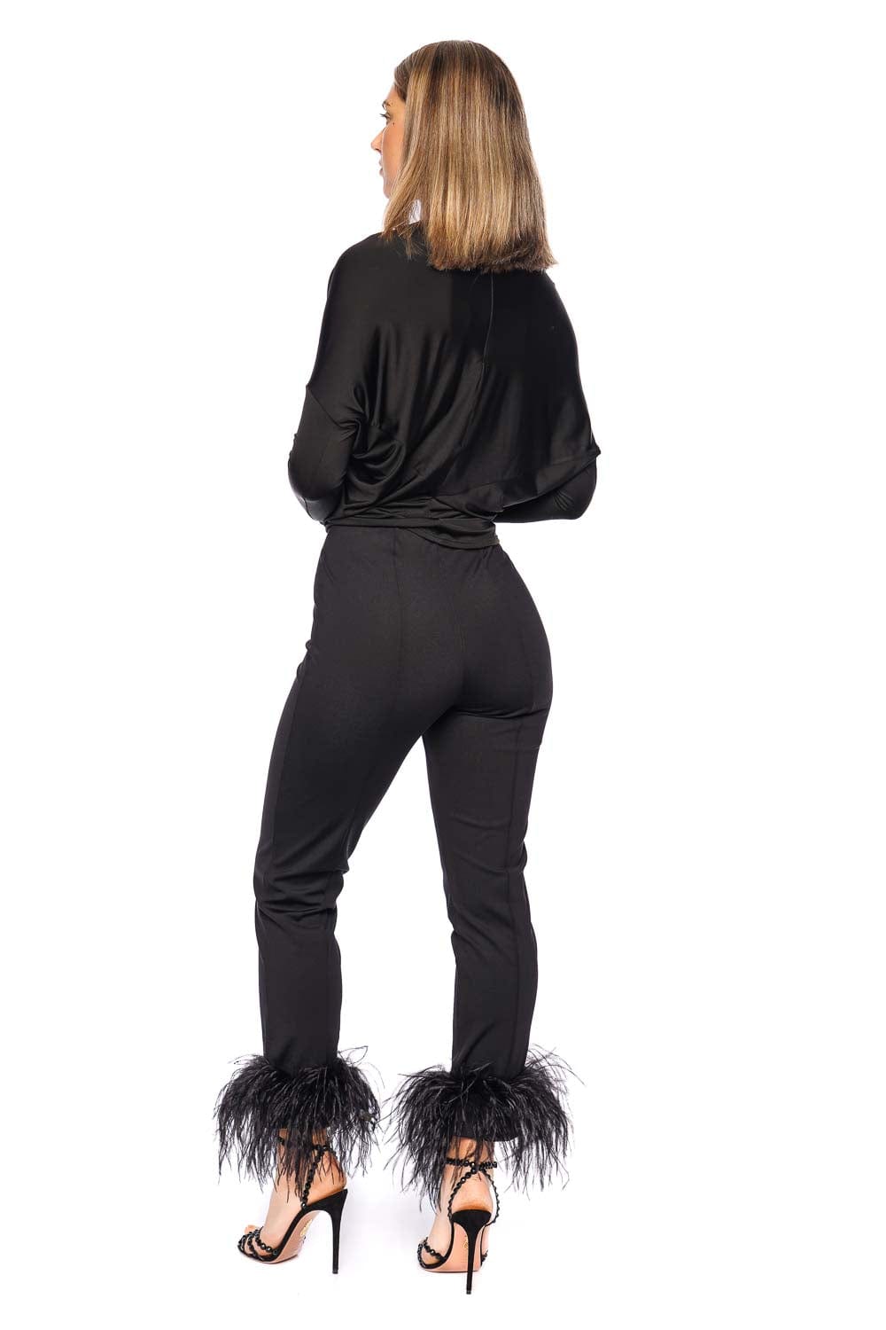 LAPOINTE Black Fitted Pintuck Feather Pant