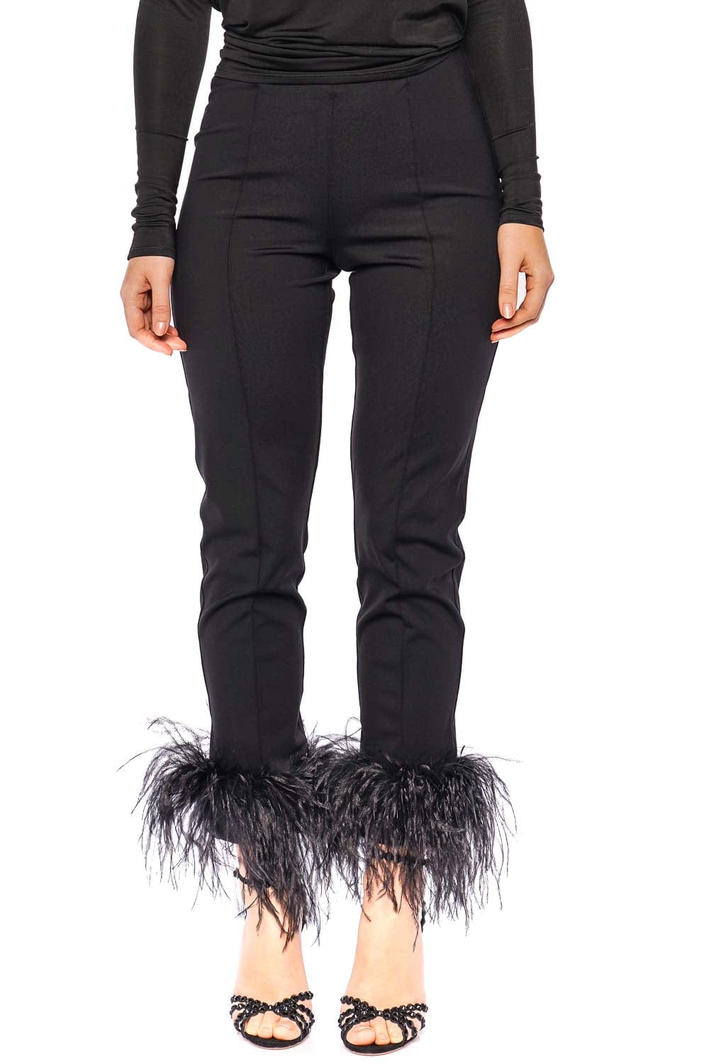 LAPOINTE Black Fitted Pintuck Feather Pant