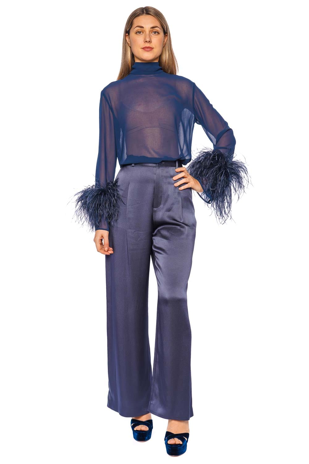 LAPOINTE Ink Satin Relaxed Pleated Pant